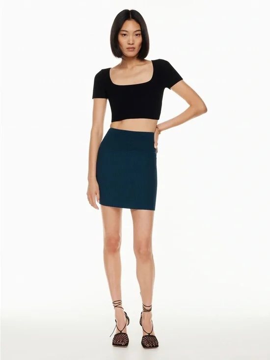 Babaton Andres Sculpt Knit Mini Skirt Ribbed White - Picture 2 of 7